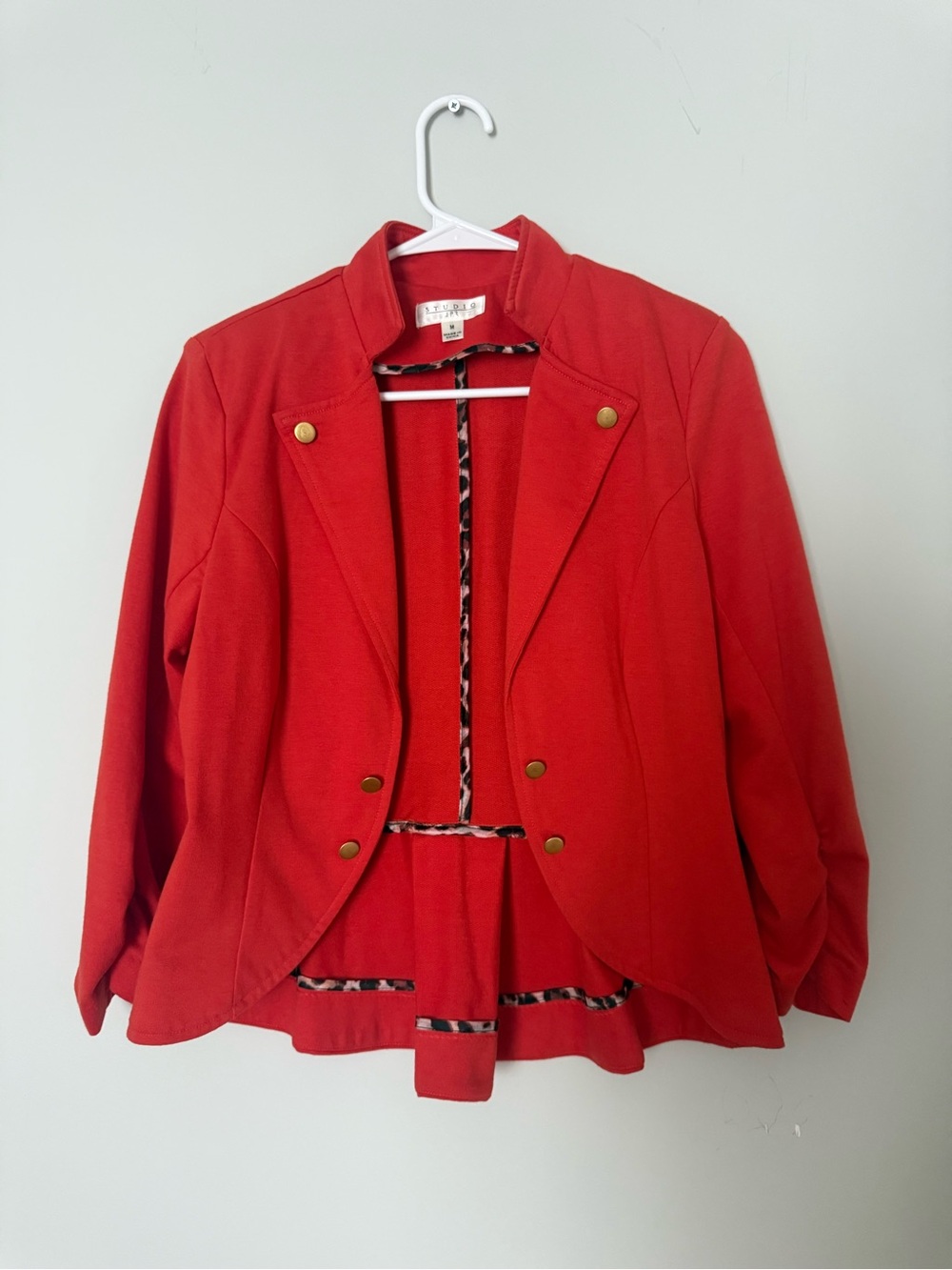 Studio JPR Coral/Red Women's Blazer with Gold-Tone Buttons
